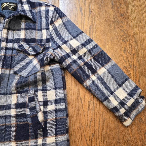 Vintage 1970s Sears Wool Plaid Fleece Lined Jacket Mens Medium Blue - Picture 8 of 11